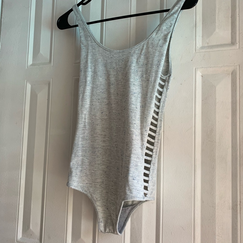 Grey & blue bodysuit